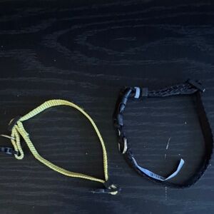 Durable Yellow and Black Dog Collar Set & Blue Harness Sanitized